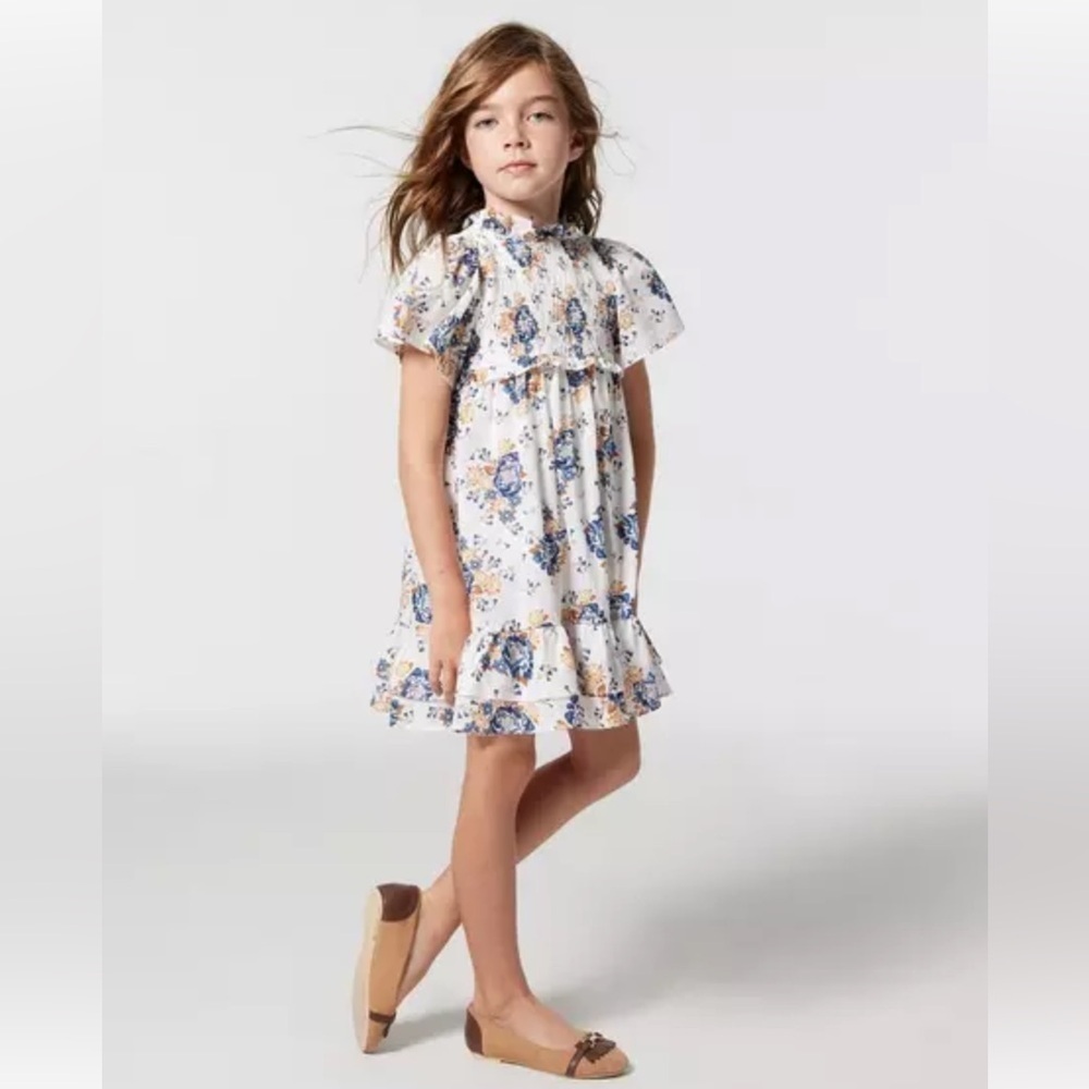 Janie and Jack Floral Smocked Flutter Sleeve Dress